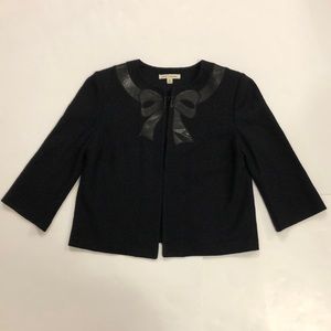 St. John 6 Sweater Jacket Black Bow Detail 3/4 length sleeve Excellent Condition